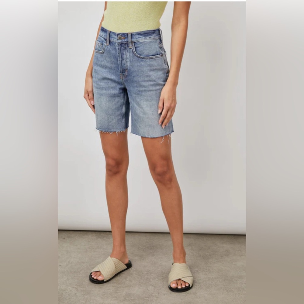 NWT NEW Rails The Beachwood High Rise Bermuda Denim Shorts Button Fly 25